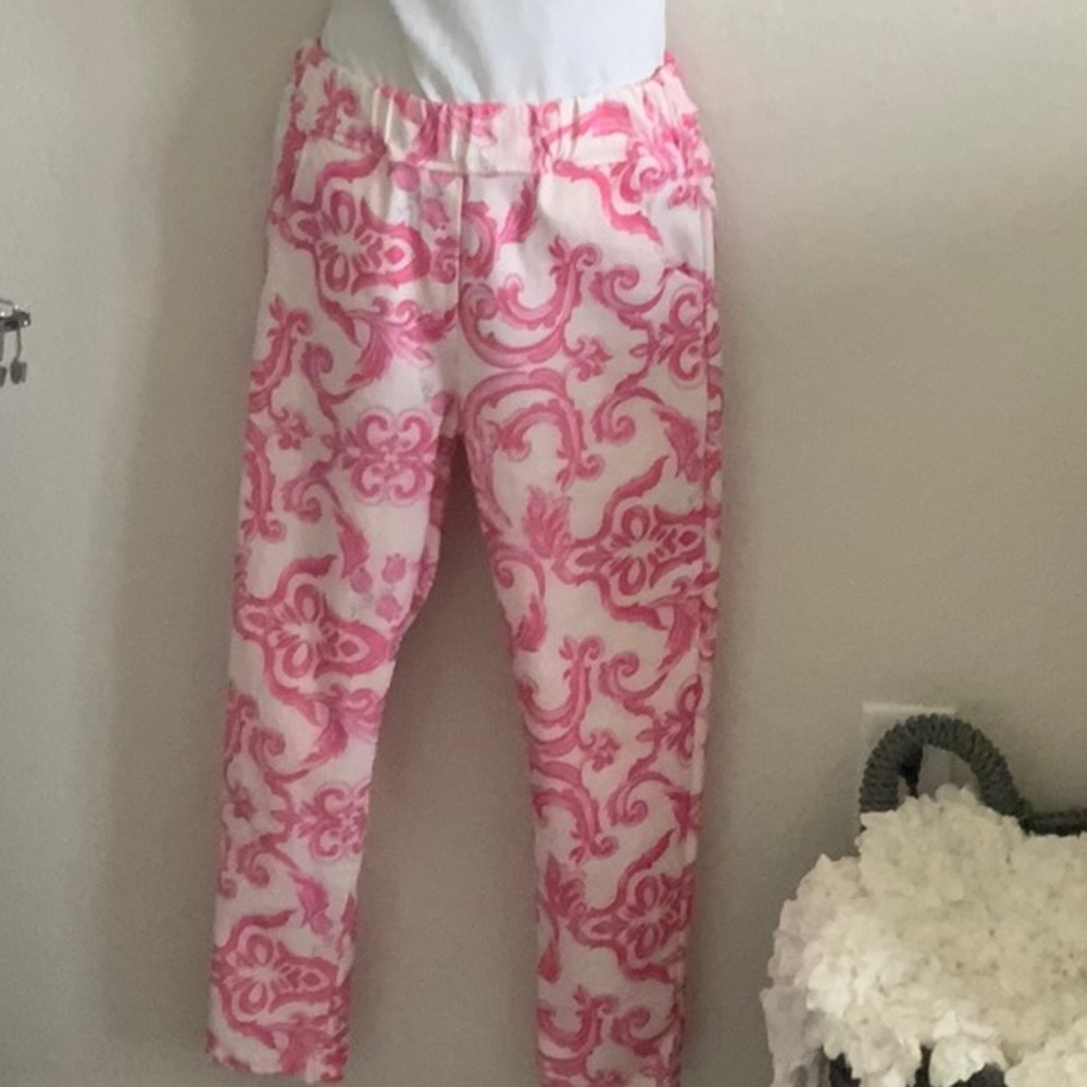 Pink and White Patterned Pants